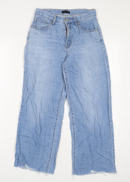 Uniqlo Womens Blue Cotton Wide-Leg Jeans Size 23 in L25 in Regular Zip