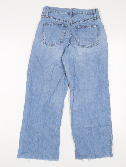 Uniqlo Womens Blue Cotton Wide-Leg Jeans Size 23 in L25 in Regular Zip