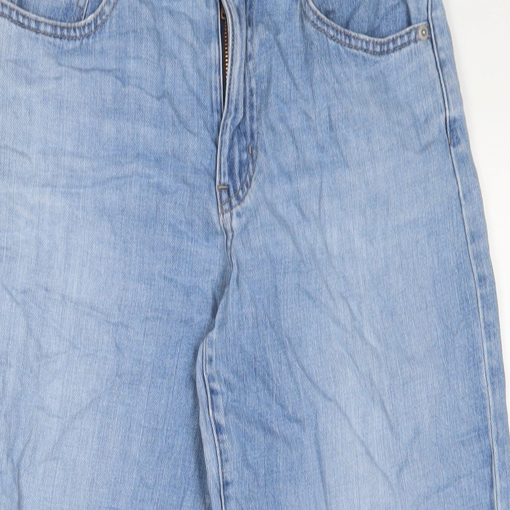 Uniqlo Womens Blue Cotton Wide-Leg Jeans Size 23 in L25 in Regular Zip