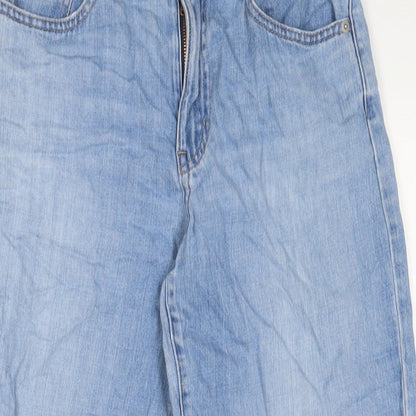Uniqlo Womens Blue Cotton Wide-Leg Jeans Size 23 in L25 in Regular Zip