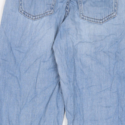 Uniqlo Womens Blue Cotton Wide-Leg Jeans Size 23 in L25 in Regular Zip
