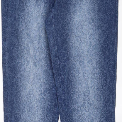 Denim & Co. Womens Blue Fair Isle Cotton Skinny Jeans Size 10 L29 in Regular Zip