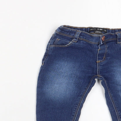 Denim & Co. Boys Blue Cotton Capri Jeans Size 6-9 Months Button