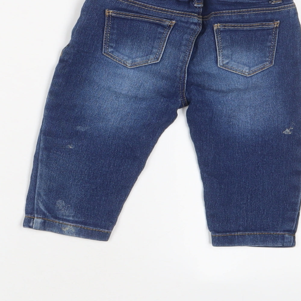 Denim & Co. Boys Blue Cotton Capri Jeans Size 6-9 Months Button