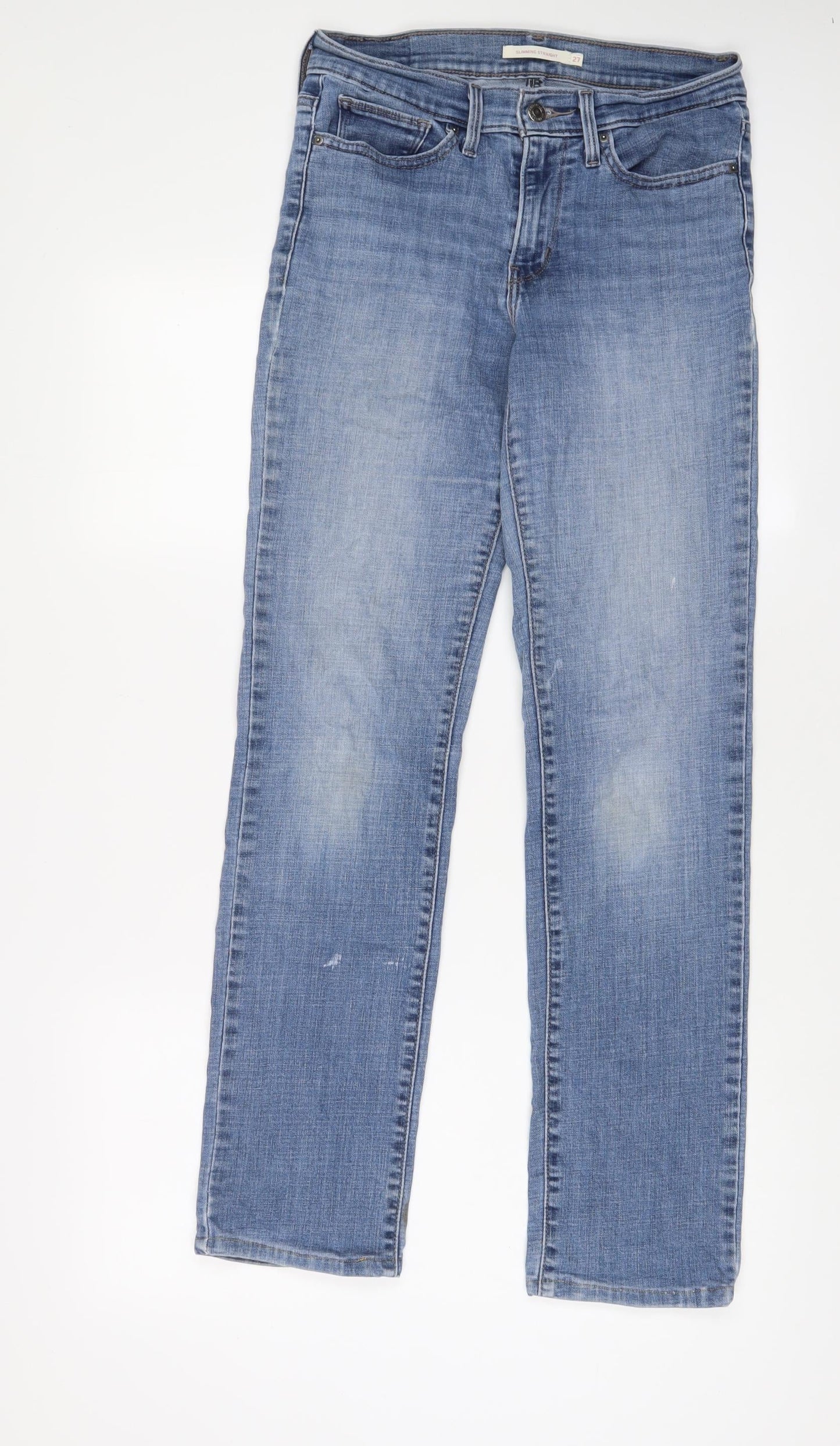 Levi's Womens Blue Cotton Straight Jeans Size 27 in L30 in Slim Zip