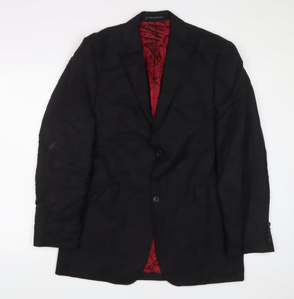 Wallass Mens Black Wool Jacket Suit Jacket Size 40 Regular