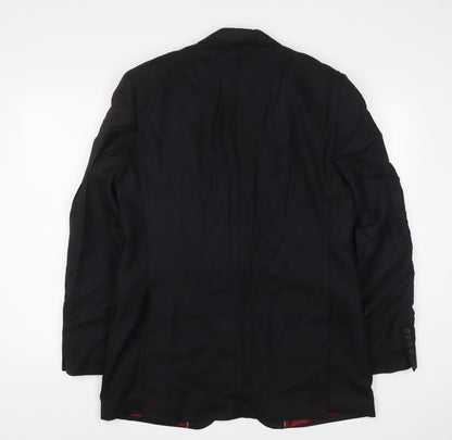 Wallass Mens Black Wool Jacket Suit Jacket Size 40 Regular