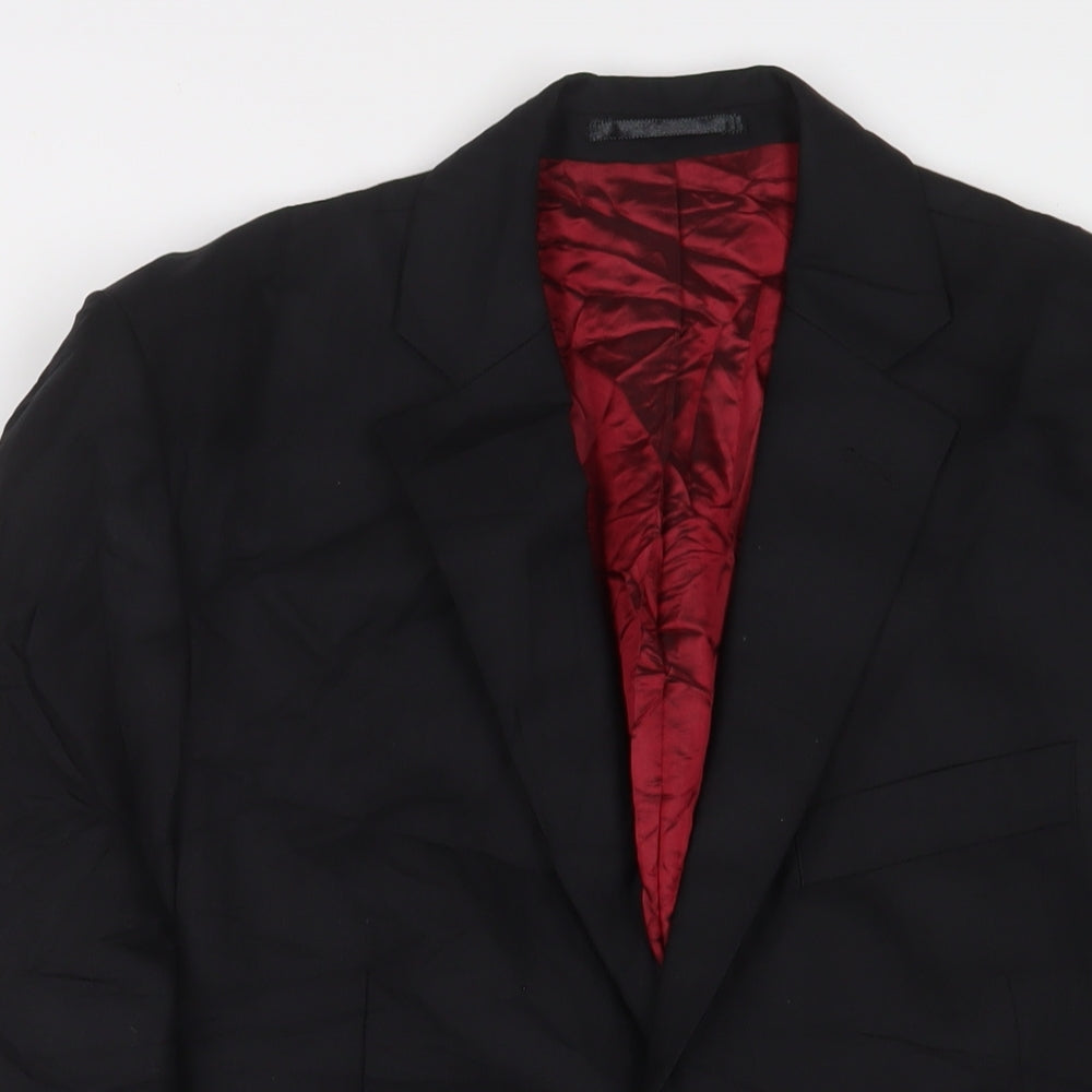 Wallass Mens Black Wool Jacket Suit Jacket Size 40 Regular