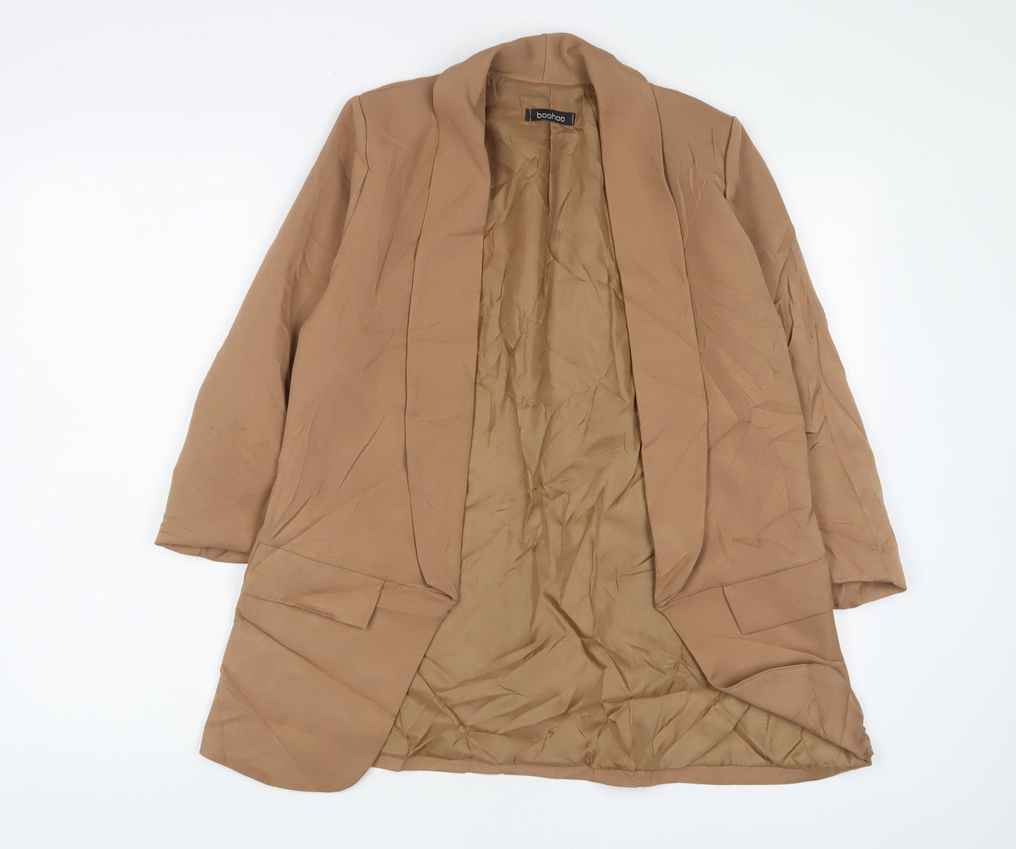 Boohoo Womens Brown Jacket Blazer Size 8 - Open