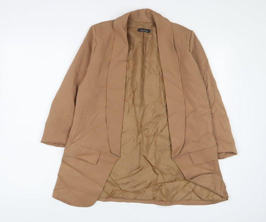 Boohoo Womens Brown Jacket Blazer Size 8 - Open