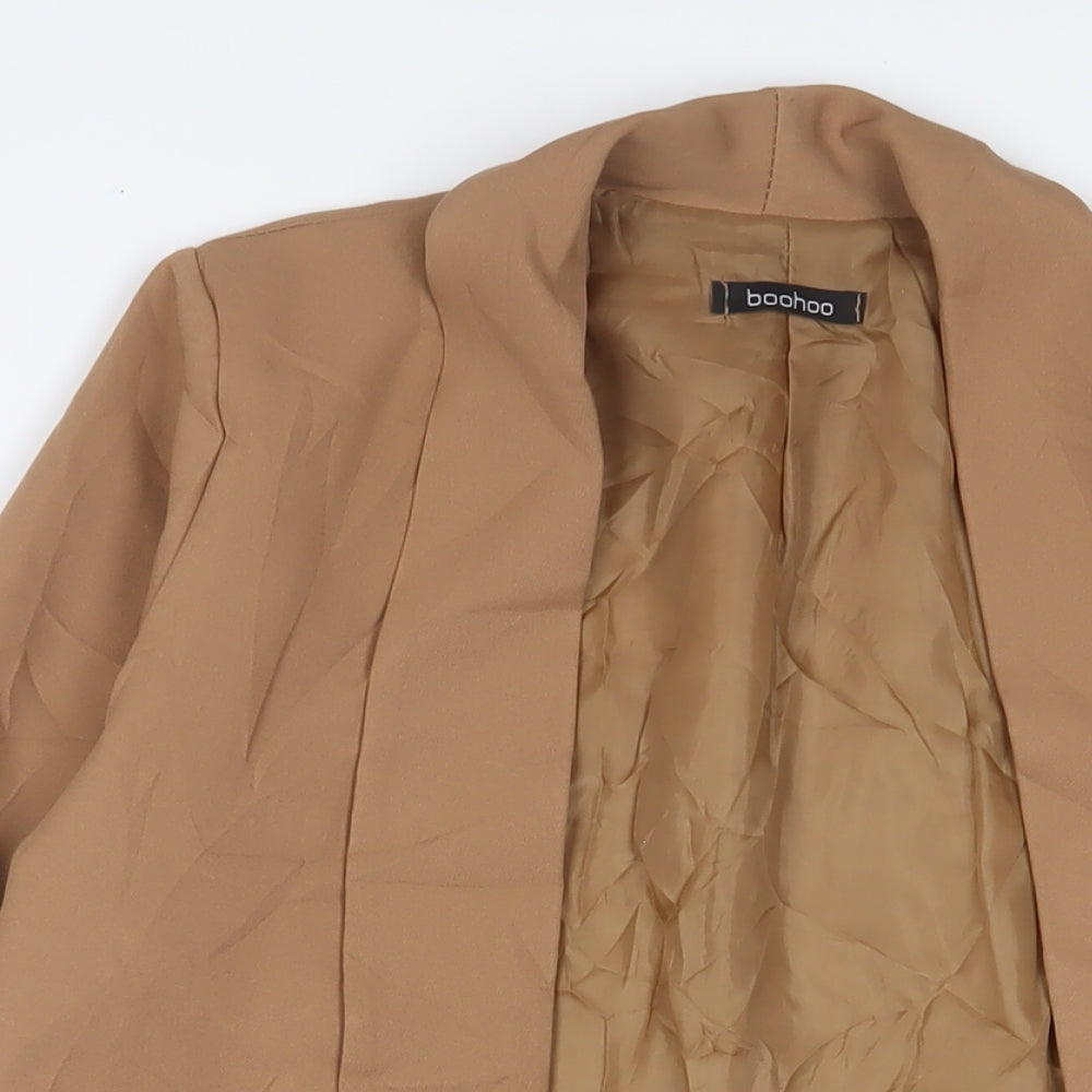 Boohoo Womens Brown Jacket Blazer Size 8 - Open