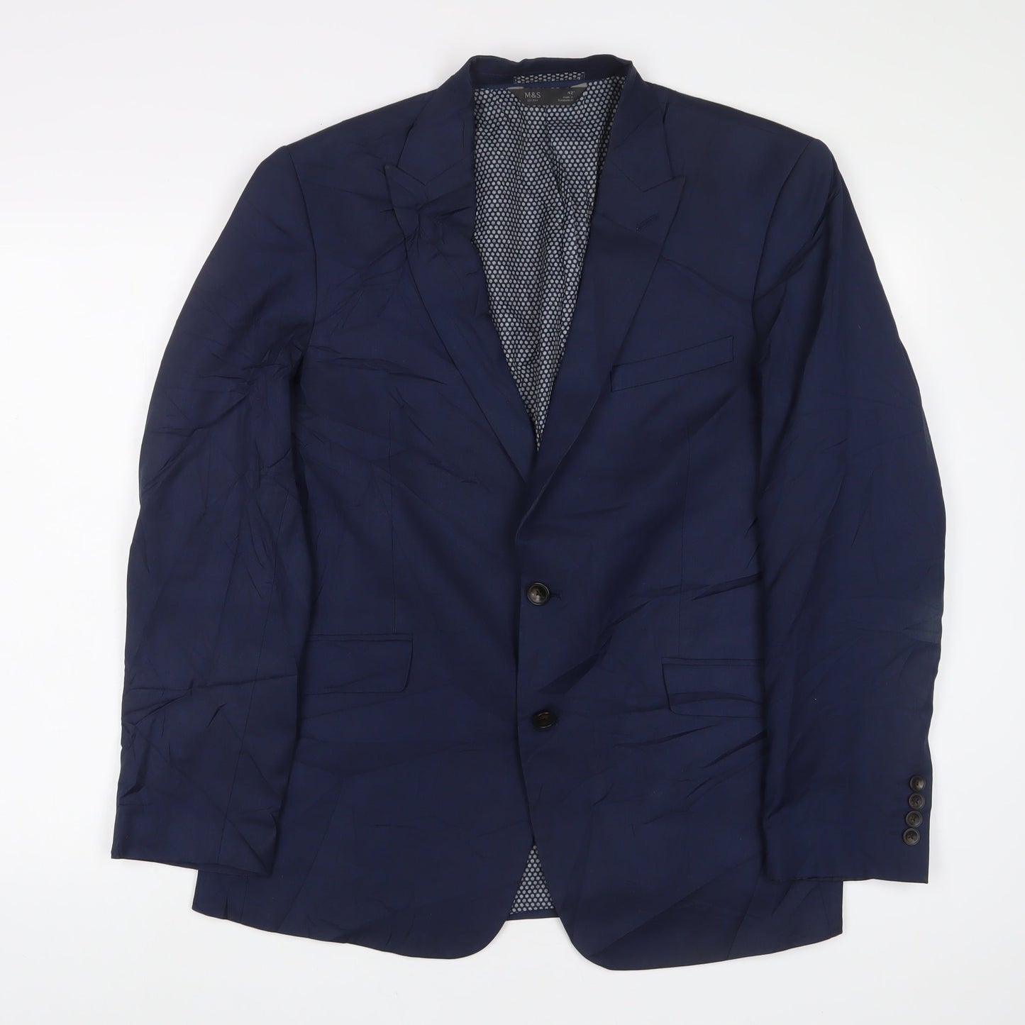 Mens UK Size 42 Marks and Spencer Regular Blue Suit Jacket