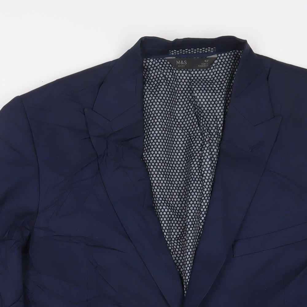 Mens UK Size 42 Marks and Spencer Regular Blue Suit Jacket