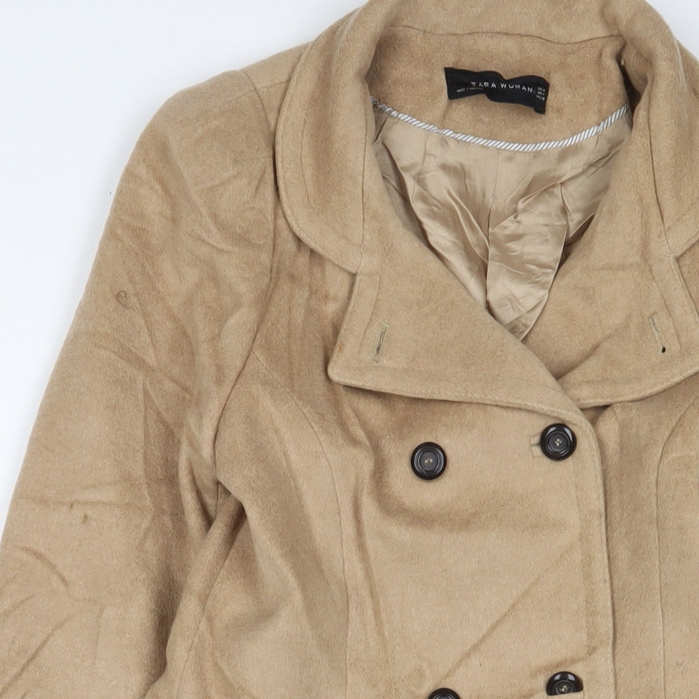 Womens UK Size M Zara Brown Overcoat