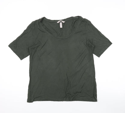 Womens UK Size S H&M Green Basic T-Shirt