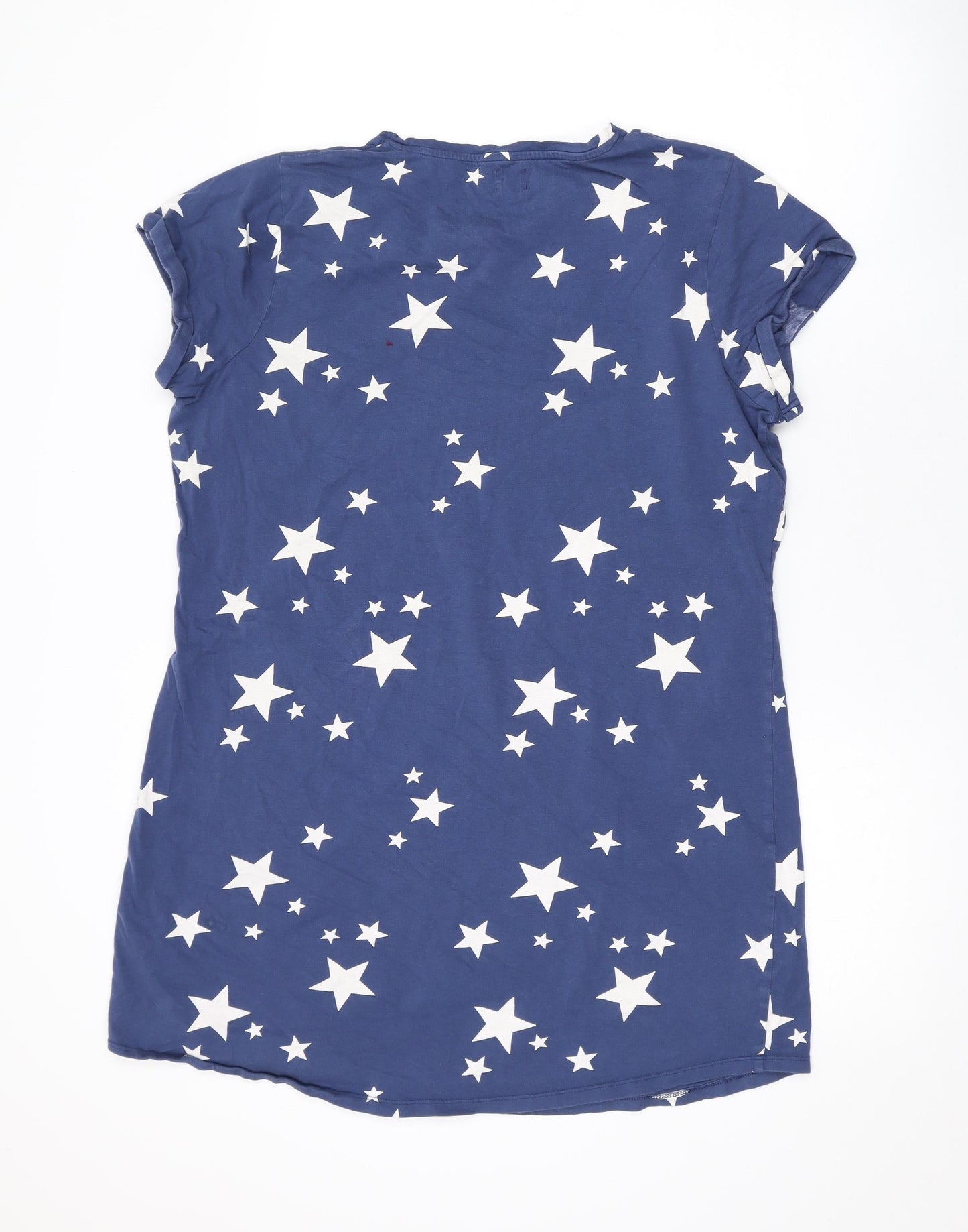 John Lewis Womens Blue Geometric Cotton Top Nightshirt Size 14 - Star Print