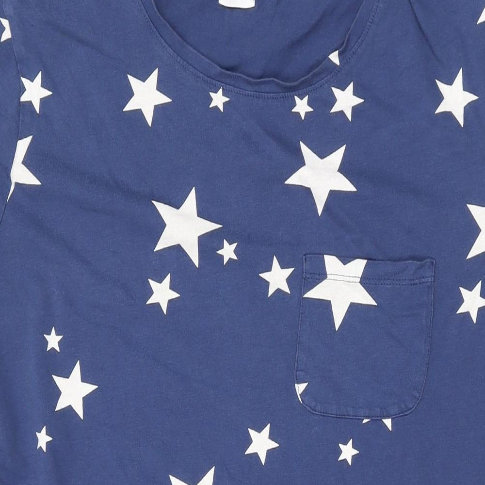 John Lewis Womens Blue Geometric Cotton Top Nightshirt Size 14 - Star Print