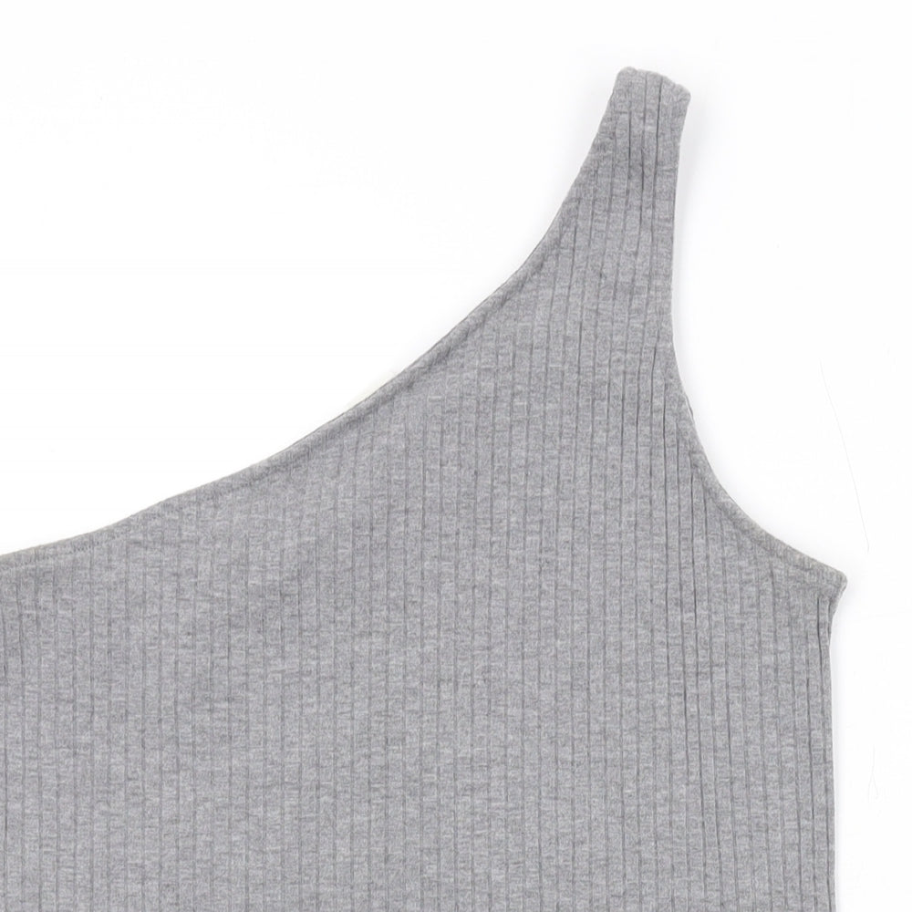 H&M Womens Grey Polyester Basic Tank Size S One Shoulder