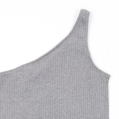 H&M Womens Grey Polyester Basic Tank Size S One Shoulder