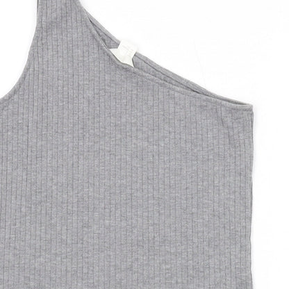 H&M Womens Grey Polyester Basic Tank Size S One Shoulder