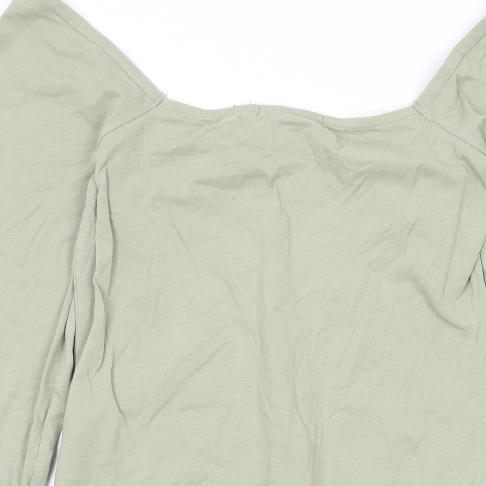 NA-KD Womens Green Cotton Bodysuit One-Piece Size S L10 in Snap