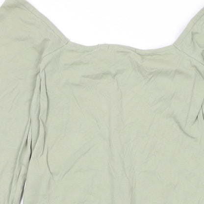 NA-KD Womens Green Cotton Bodysuit One-Piece Size S L10 in Snap