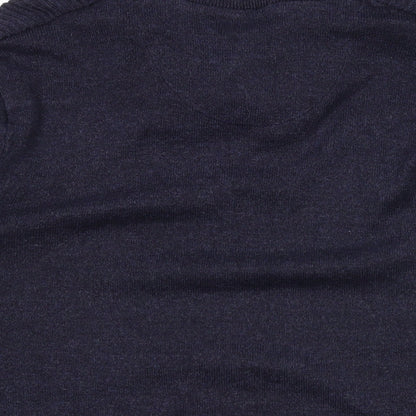 NEXT Mens Blue V-Neck Cotton Pullover Jumper Size L Long Sleeve