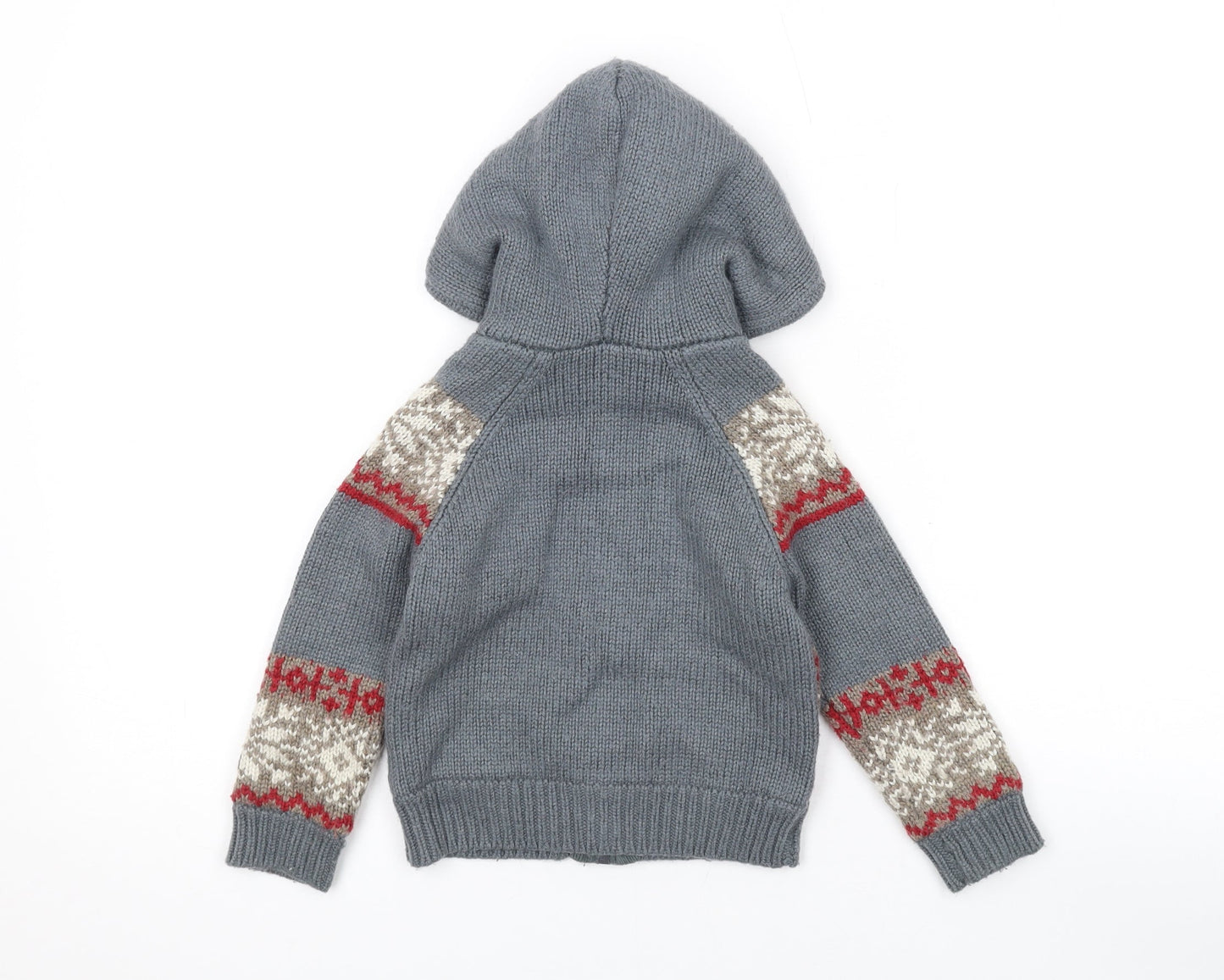 Monsoon Boys Grey V-Neck Geometric Nylon Cardigan Jumper Size M Zip
