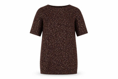 Oasis Womens Brown Acrylic A-Line Size XS Boat Neck Pullover - Sequins