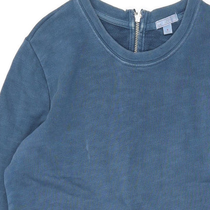 Gap Womens Blue Cotton Pencil Dress Size M Round Neck Zip