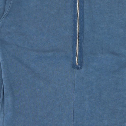 Gap Womens Blue Cotton Pencil Dress Size M Round Neck Zip