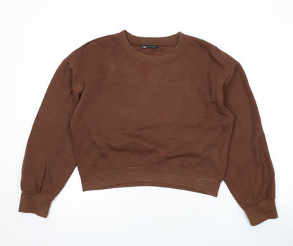 Zara Womens Brown Polyester Pullover Sweatshirt Size S Pullover