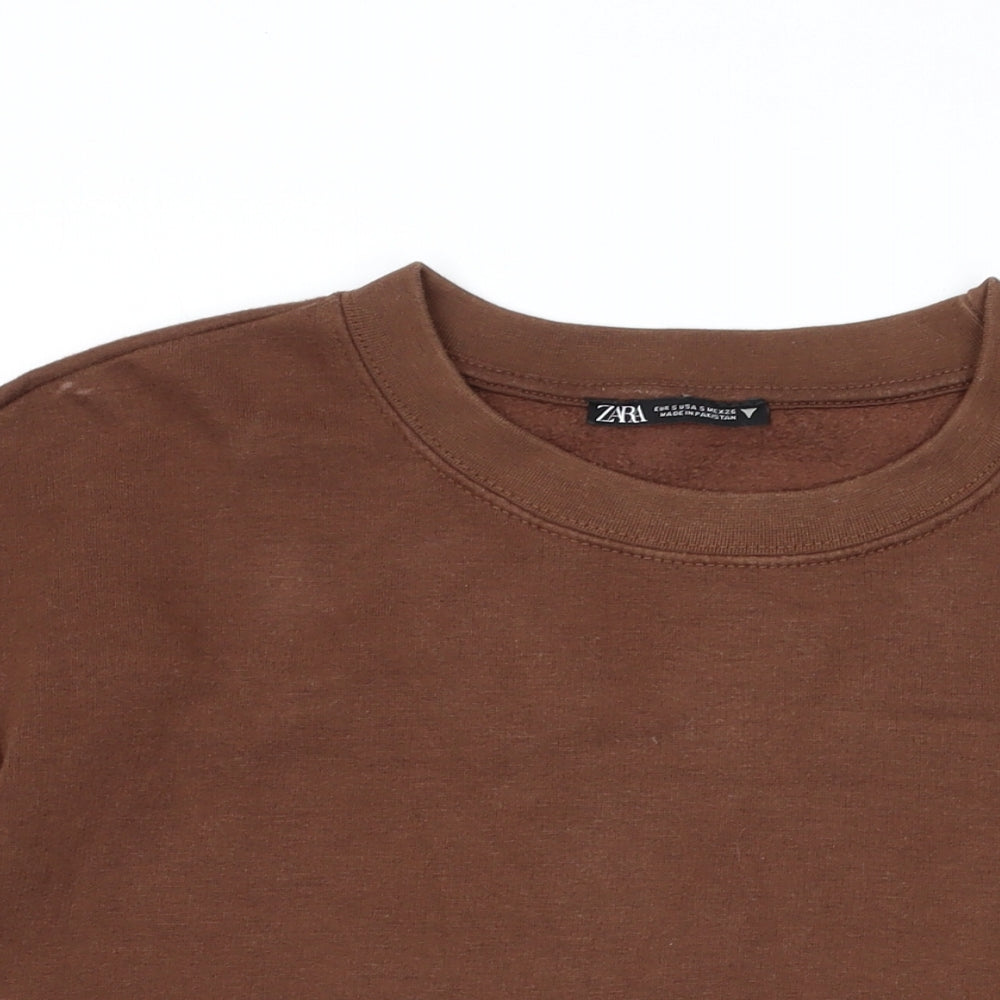 Zara Womens Brown Polyester Pullover Sweatshirt Size S Pullover