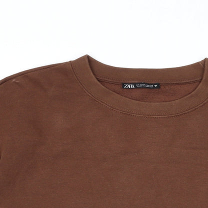 Zara Womens Brown Polyester Pullover Sweatshirt Size S Pullover
