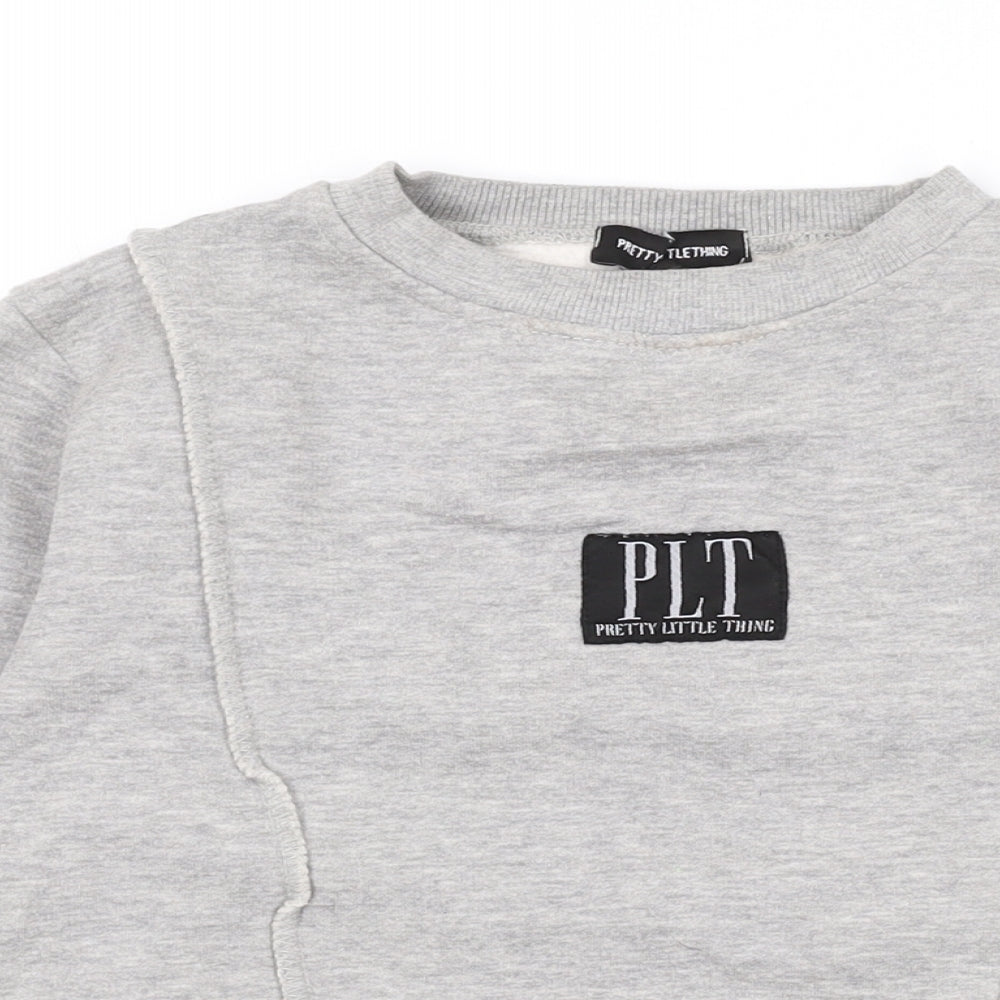 PRETTYLITTLETHING Womens Grey Polyester Pullover Sweatshirt Size XL Pullover