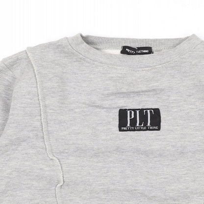 PRETTYLITTLETHING Womens Grey Polyester Pullover Sweatshirt Size XL Pullover