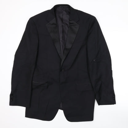 1860 Menswear Mens Black Polyester Jacket Suit Jacket Size 38 Regular