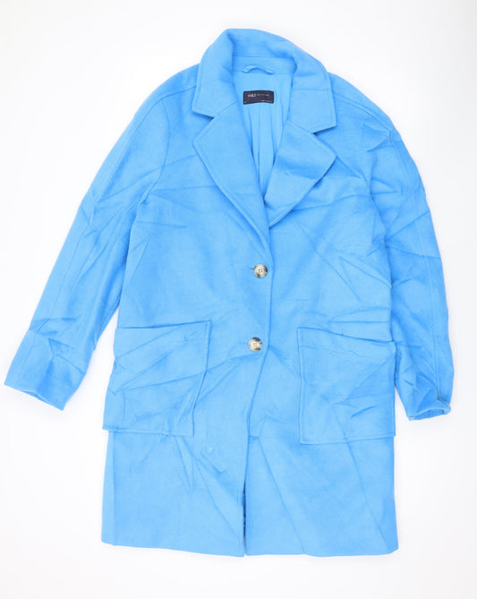 Womens UK Size 10 Marks and Spencer Blue Overcoat