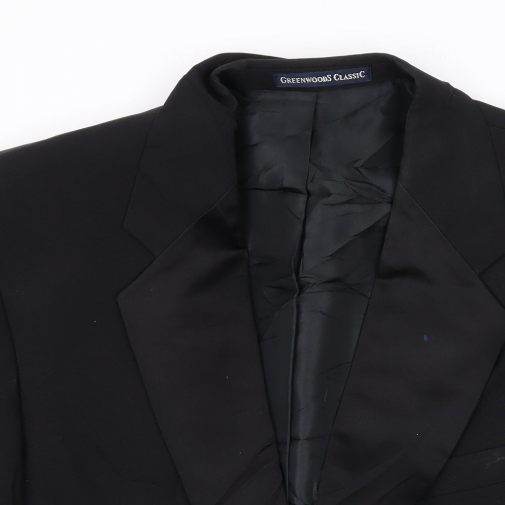 Mens UK Size 42 Greenwoods Classic Regular Black Suit Jacket