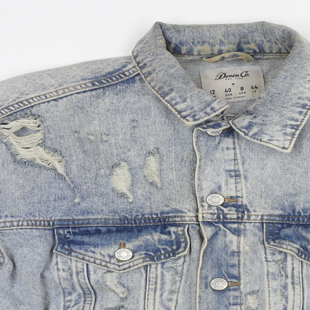 Denim & Co. Womens Blue Jacket Size 12 Button