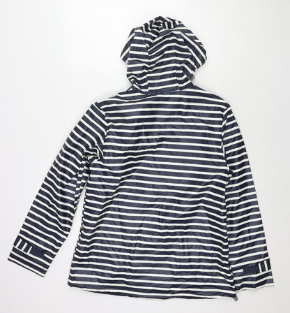 Charles River Apparel Womens Blue Striped Rain Coat Jacket Size S Zip