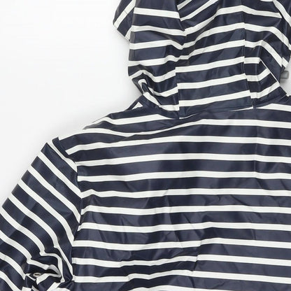 Charles River Apparel Womens Blue Striped Rain Coat Jacket Size S Zip