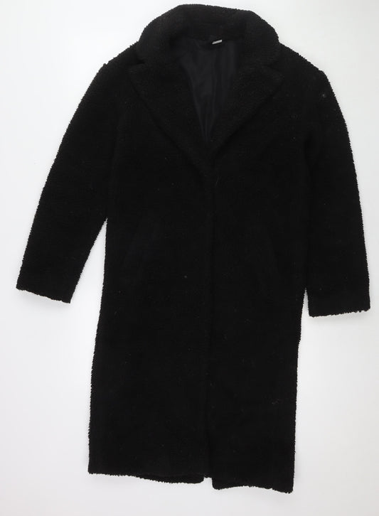 Divided by H&M Womens Black Overcoat Coat Size 2XS Button