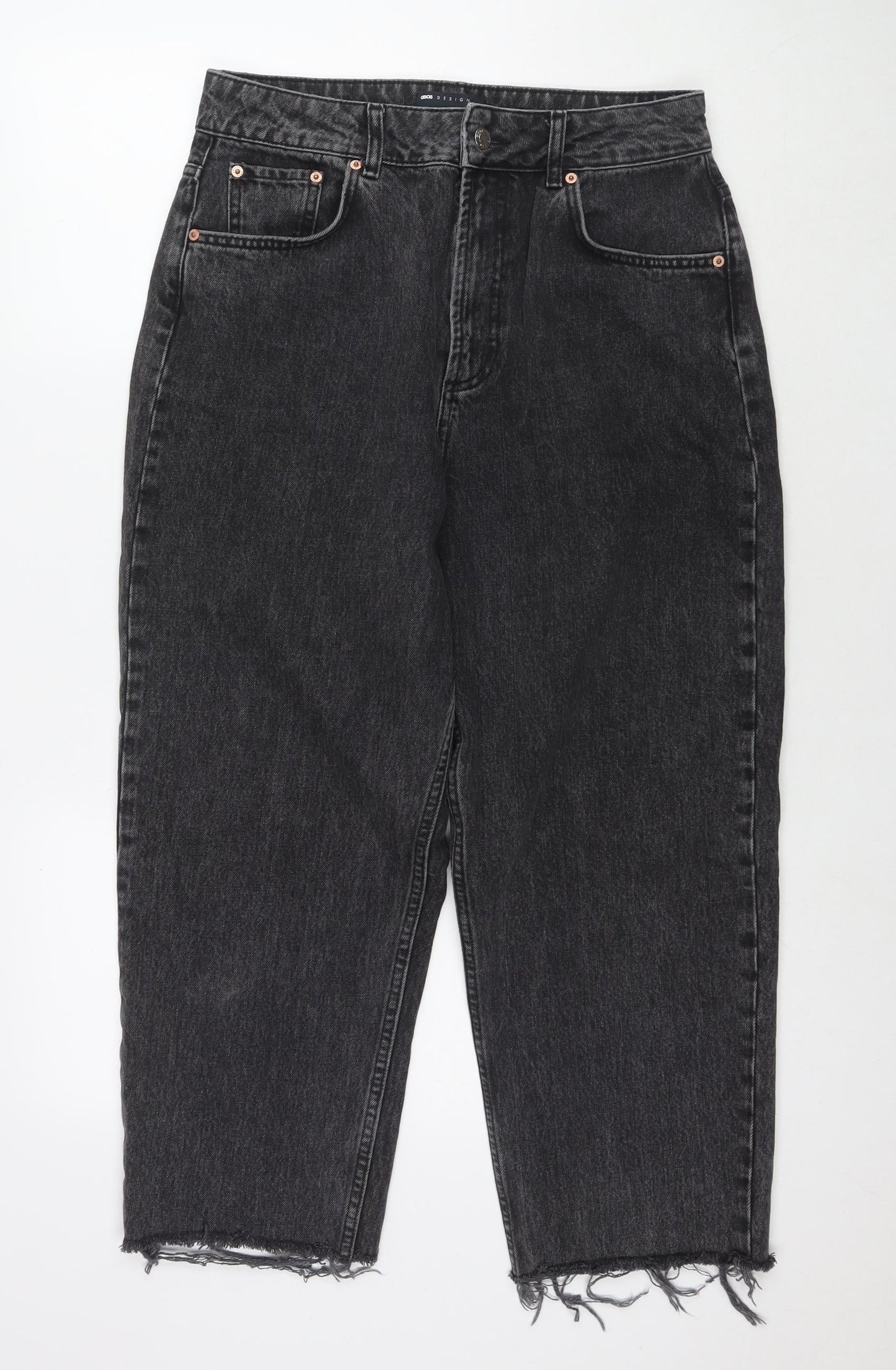 ASOS Womens Black Cotton Wide-Leg Jeans Size 30 in L32 in Regular Zip