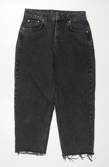 ASOS Womens Black Cotton Wide-Leg Jeans Size 30 in L32 in Regular Zip