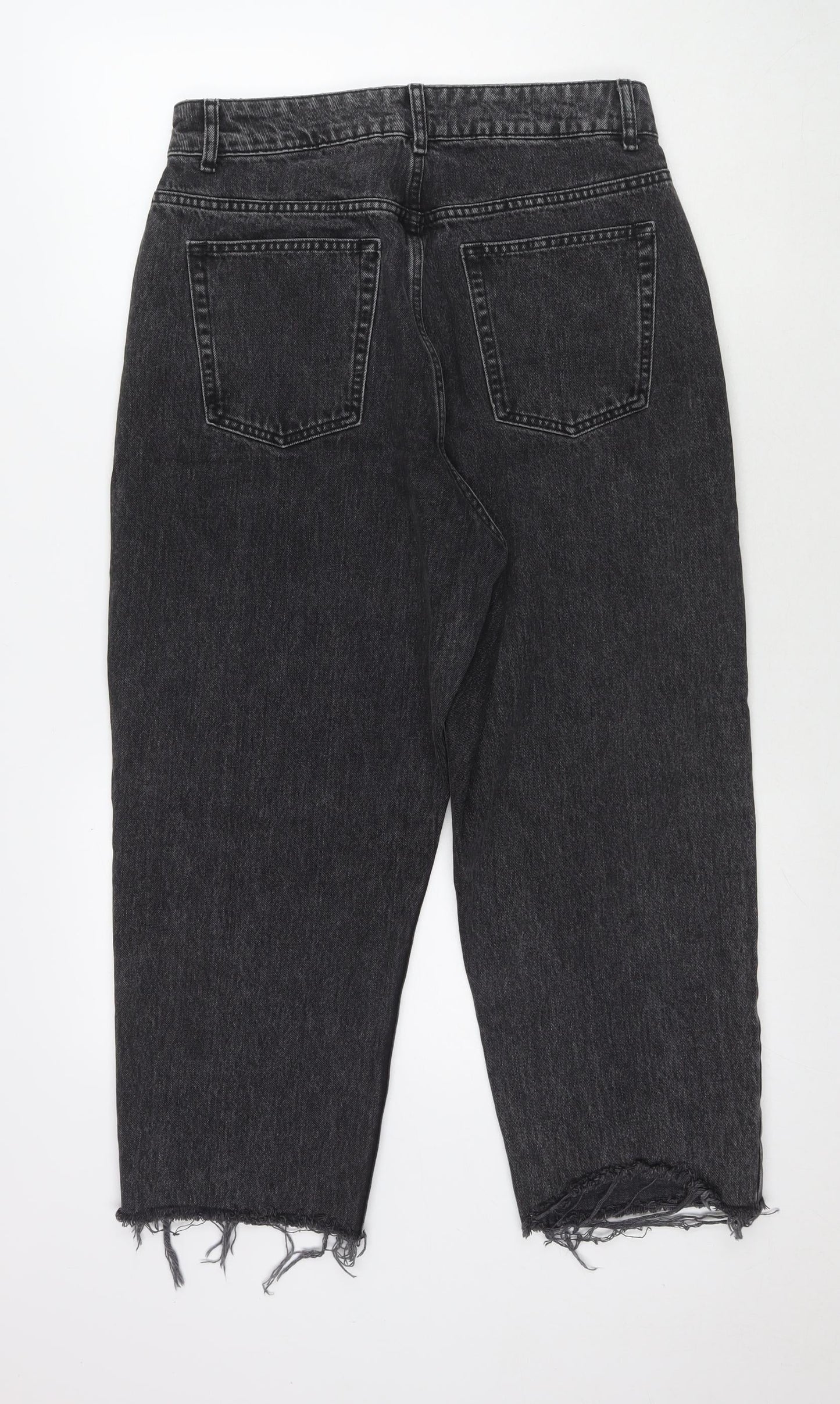 ASOS Womens Black Cotton Wide-Leg Jeans Size 30 in L32 in Regular Zip