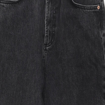 ASOS Womens Black Cotton Wide-Leg Jeans Size 30 in L32 in Regular Zip