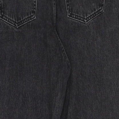 ASOS Womens Black Cotton Wide-Leg Jeans Size 30 in L32 in Regular Zip