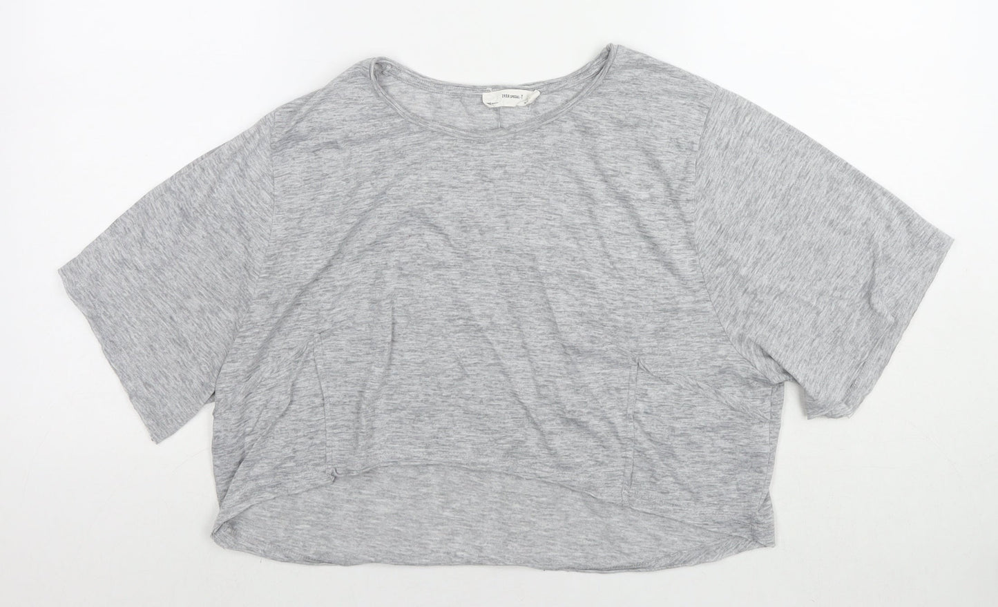 Womens UK Size M Zara Grey Cropped T-Shirt