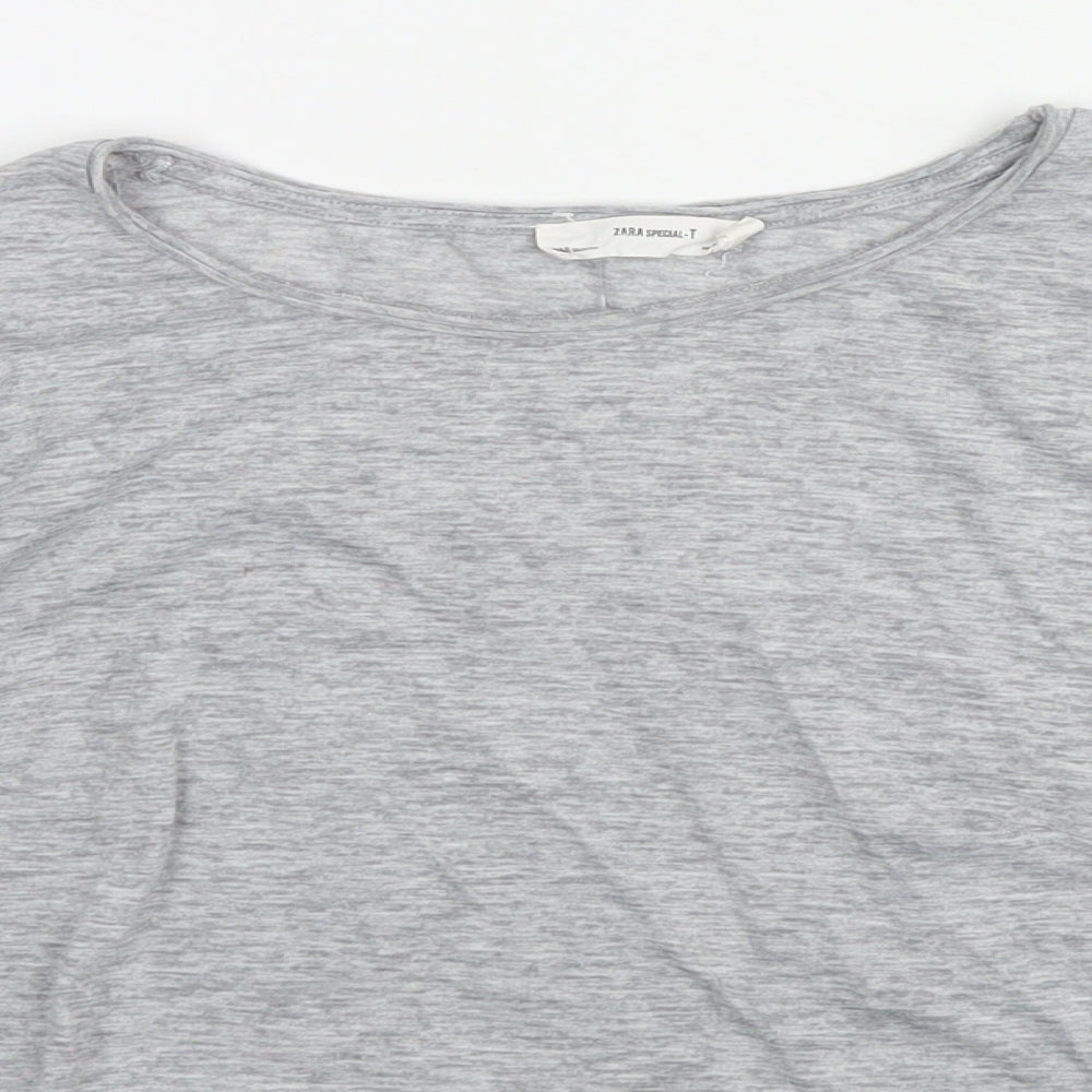 Womens UK Size M Zara Grey Cropped T-Shirt